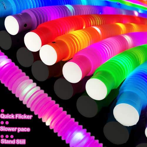 Pop tubes med LED-ljus, 6-pack – lysande sensorleksaker som lyser i mörkret