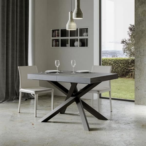 Grått utdragbart matbord - Volantis Betong - 90x130-234cm