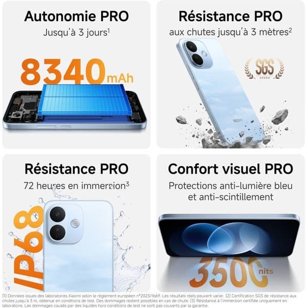 Smartphone - XIAOMI - Redmi Note 17 Pro 5G - 6Go RAM - 256Go - Blå