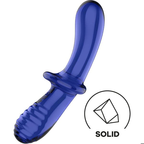 SATISFYER - BLÅ DUBBELKRISTALDILDO -