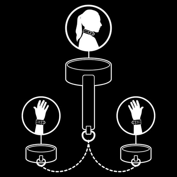 FETISH UNDERDANIG - VEGANSK LÄDERHALSBAND OCH HANDBOJOR MED NEOPRENFODER -