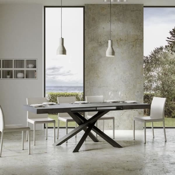 Utdragbart bord Utdragbart 90x140/244 cm Volantis Ciment ram Antracit