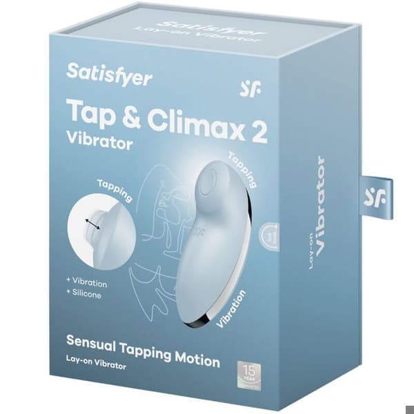 Vibrator - SATISFYER - TAP & CLIMAX 2 - Mjuk silikon - 11 vibrationsprogram - Blå