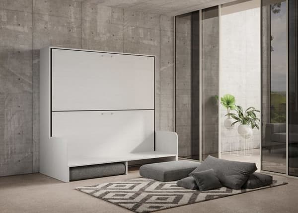 Fällbar säng - ITAMOBY - KANDO SOFFA - 2 bäddar 85 - Inbyggd soffa - Vit ask