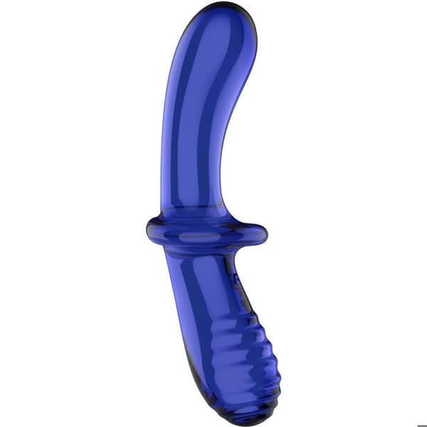 SATISFYER - BLÅ DUBBELKRISTALDILDO -