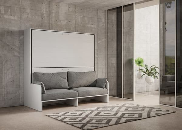 Fällbar säng - ITAMOBY - KANDO SOFFA - 2 bäddar 85 - Inbyggd soffa - Vit ask