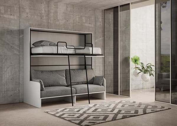 Fällbar säng - ITAMOBY - KANDO SOFFA - 2 bäddar 85 - Inbyggd soffa - Vit ask