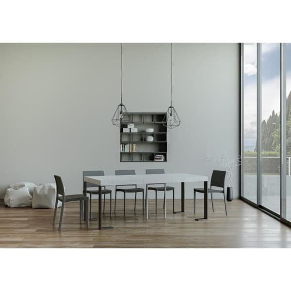 Väggkonsol Utsträckbar 90x40/196 cm Tecno Small Premium Vit Ask ram Antracit