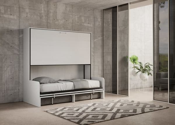 Fällbar säng - ITAMOBY - KANDO SOFFA - 2 bäddar 85 - Inbyggd soffa - Vit ask