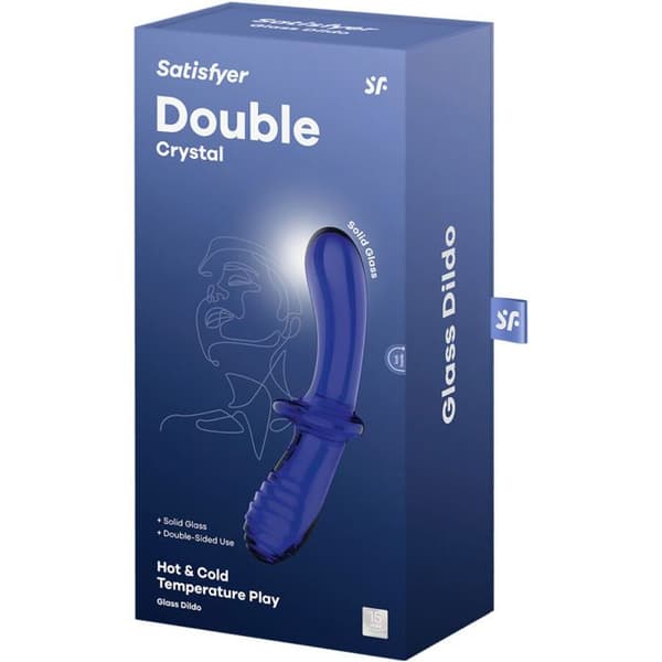 SATISFYER - BLÅ DUBBELKRISTALDILDO -