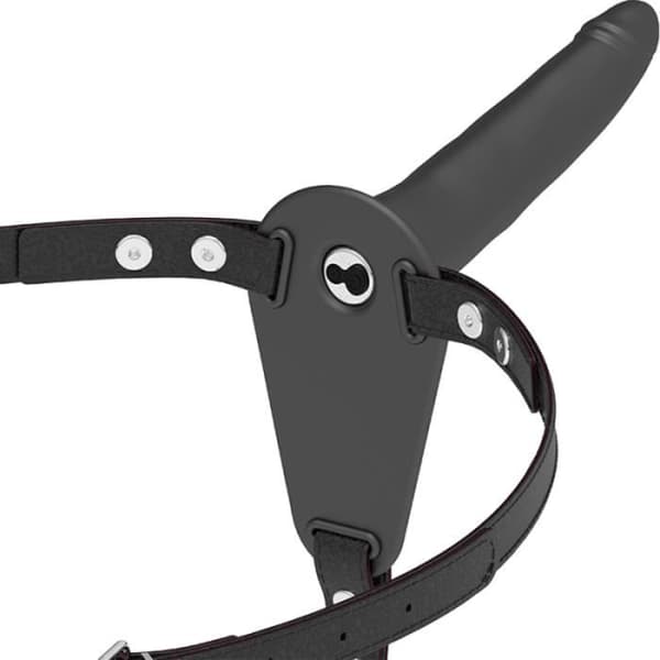 FETISCH UNDERDANIG SILIKON STRAP-ON VIBRATOR SVART 15CM