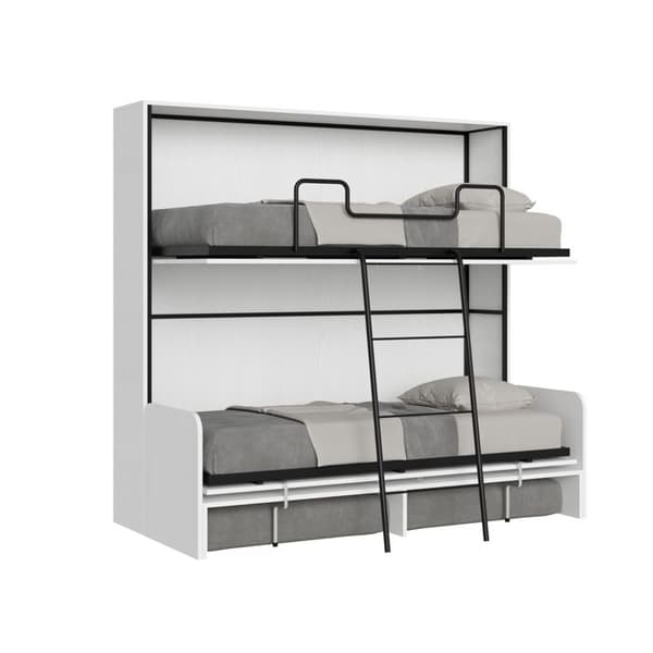 Fällbar säng - ITAMOBY - KANDO SOFFA - 2 bäddar 85 - Inbyggd soffa - Vit ask