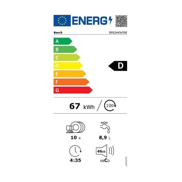 Bosch Diskmaskin 45cm 10 kuvert 46db vit - SPS2HKW55E