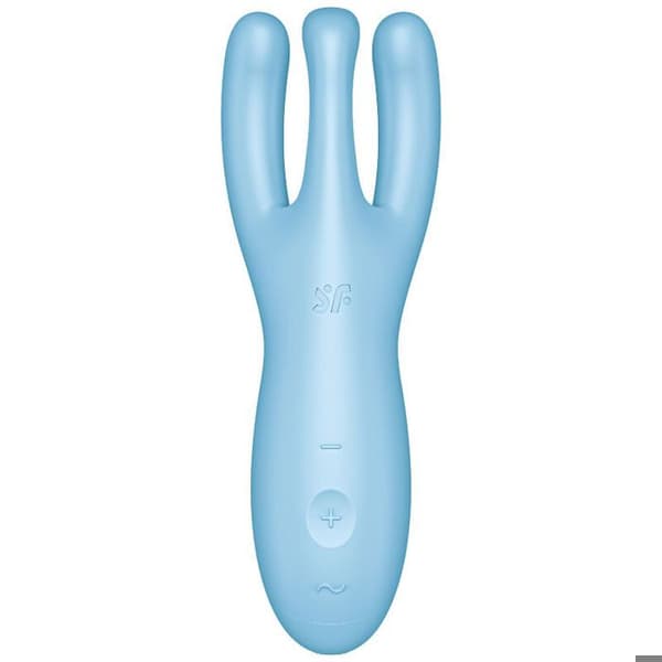 Vibromassör - SATISFYER - Threesome 4 - Blå - Medicinskt silikon - 12 vibrationsprogram