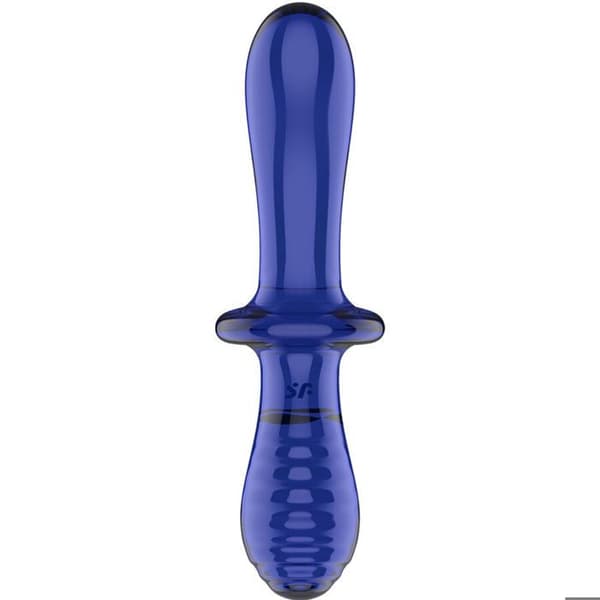 SATISFYER - BLÅ DUBBELKRISTALDILDO -