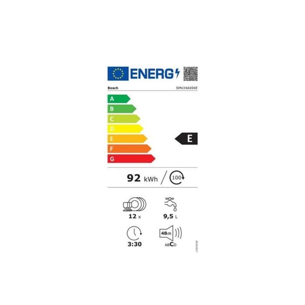 Bosch Diskmaskin 60cm 12 kuvert 48db helt integrerbar - SMV24AX04E