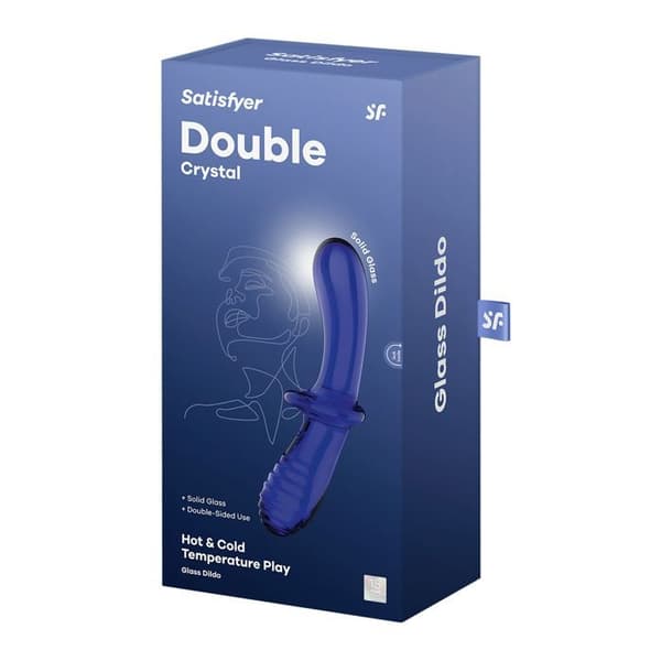 SATISFYER - BLÅ DUBBELKRISTALDILDO -