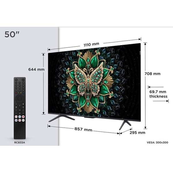 TV LED Tcl QD-Mini LED 50C69K 127 cm