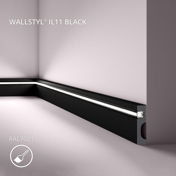 Golvlist NMC WALLSTYL IL11 BLACK stil modern