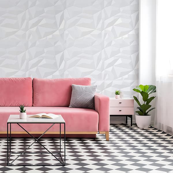 3D-väggpanel självhäftande Profhome 3D INTERLOCKING 705475 abstrakt mönster slät matt vit 2 m2