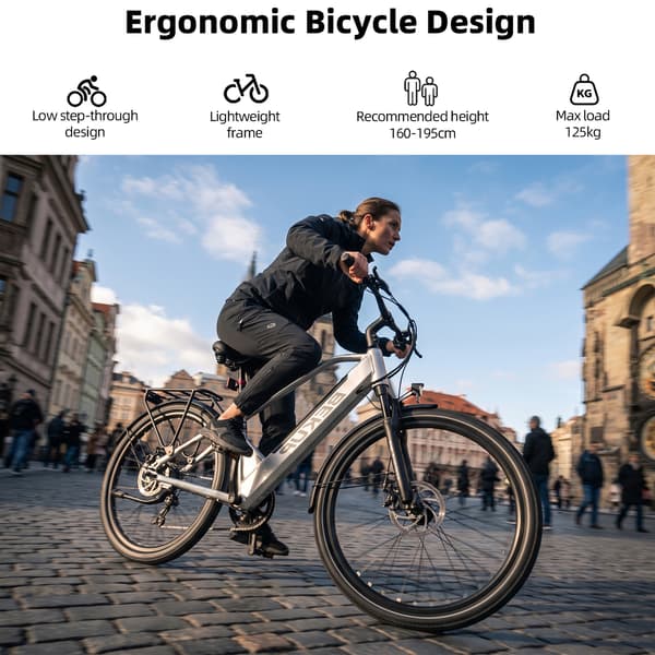 Hybrid Elcykel BEKUP V2, 26\" Mid-Step Ramme, Sølv