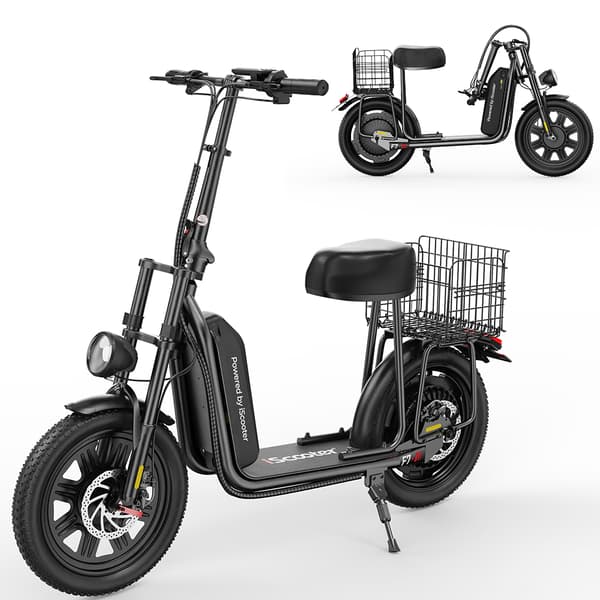 El-scooter til voksne iScooter F7, 16" vinterdæk, foldbar, sort