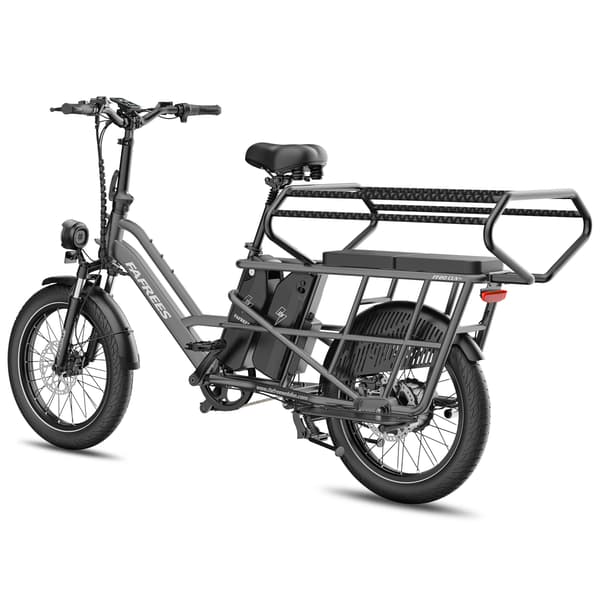 FAFREES FF20 CUV Familjelast-elcykel Dubbla 15Ah-batterier, Longtail Elcykel, Grå