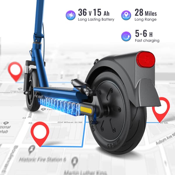 Elsparkcykel HIQIS MAXPRO, 10\" luftdäck, lång räckvidd, blå&röd