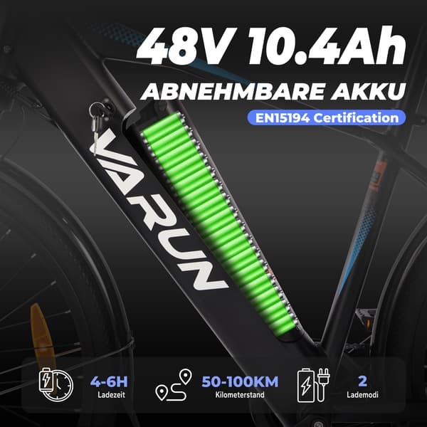 Elcykel VARUN S700-1, 27,5″, All Terrain, Sort