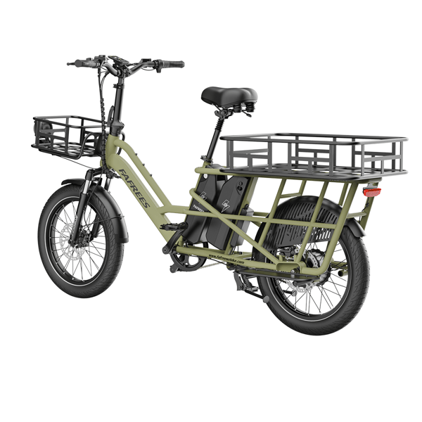 FAFREES FF20 CUV Familjelast-elcykel Dubbla 15Ah-batterier, Longtail Elcykel, Grön