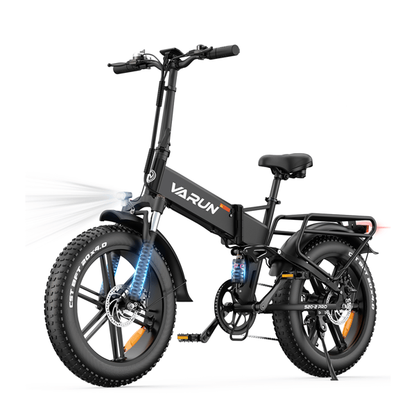 VARUN S20-2 Pro Foldbar Fat Tire Elcykel 20 Tommer 48V 13Ah, Sort