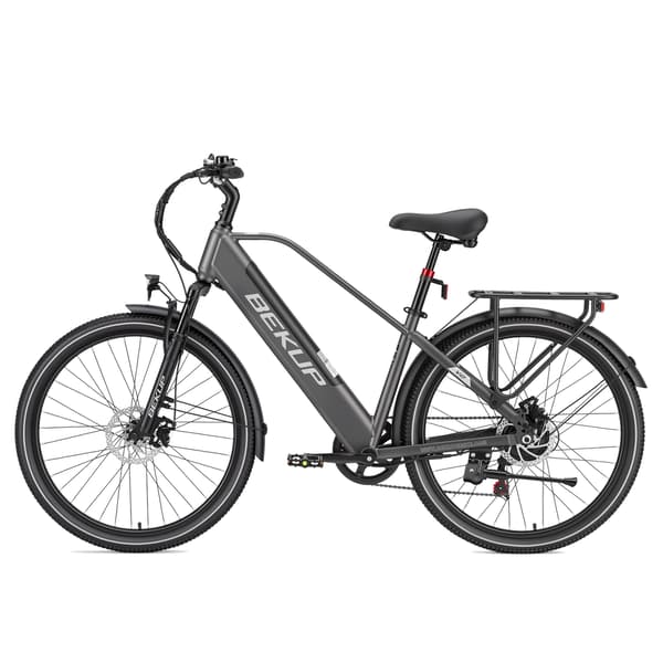 Hybrid Elcykel BEKUP V2, 26\" Mid-Step Ramme, Grå