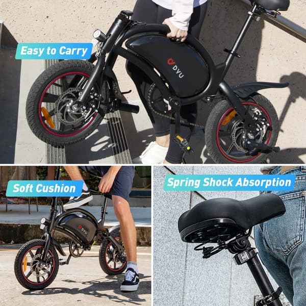 DYU D3S 14\" Mini Sammenklappelig El-cykel, 36V 10Ah, Sort