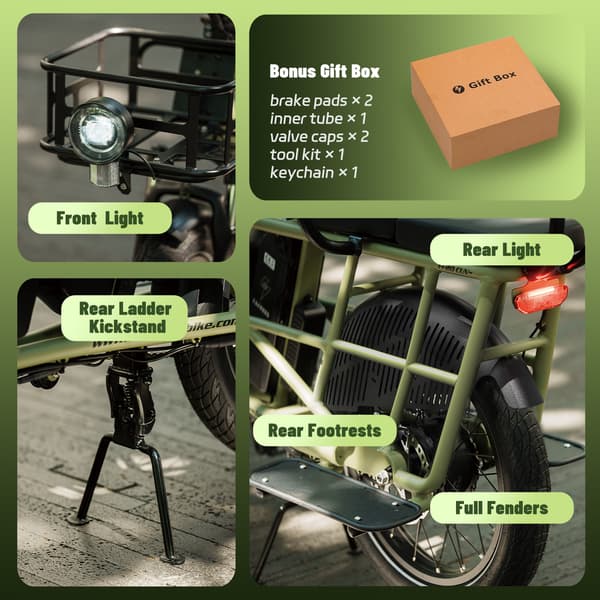 FAFREES FF20 CUV Familjelast-elcykel Dubbla 15Ah-batterier, Longtail Elcykel, Grå