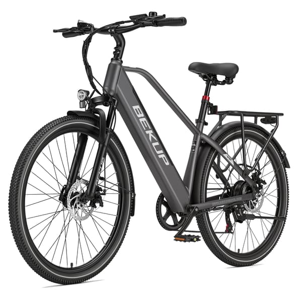 Hybrid Elcykel BEKUP V2, 26\" Mid-Step Ramme, Grå
