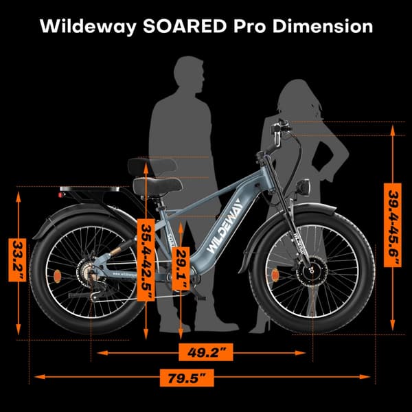 Elcykel med momentsensor WILDEWAY Soared-Max, dubbelmotor, fatbike, grå