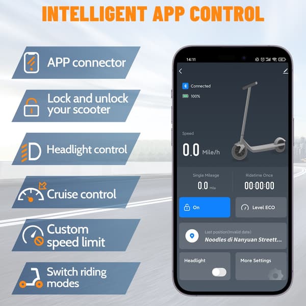 TODIMART T6 El-løbehjul, Sammenklappelig, App-styring, Sort