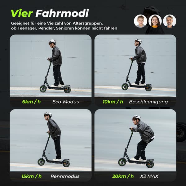 El-løbehjul til voksne iSinwheel S10 Plus, Maks. 20 km/t, App-styring, Sort