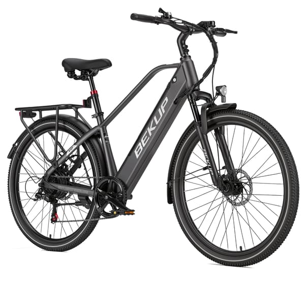 Hybrid Elcykel BEKUP V2, 26\" Mid-Step Ramme, Grå