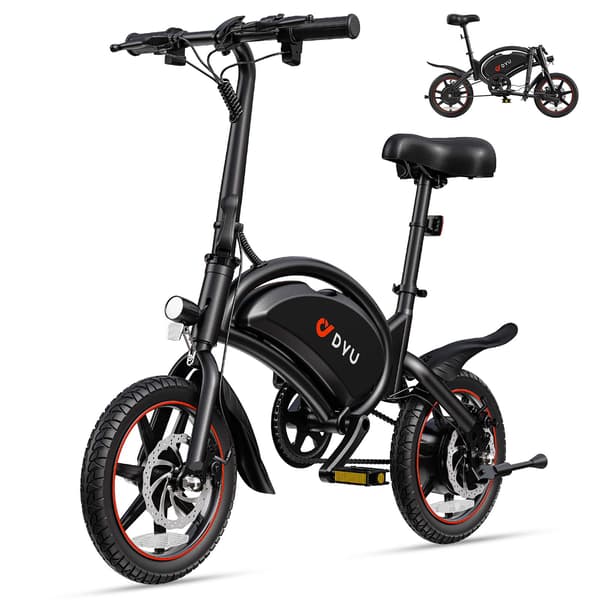 DYU D3S 14\" Mini Sammenklappelig El-cykel, 36V 10Ah, Sort