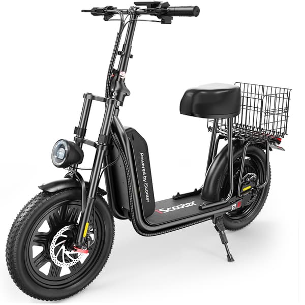 El-scooter til voksne iScooter F7, 16" vinterdæk, foldbar, sort