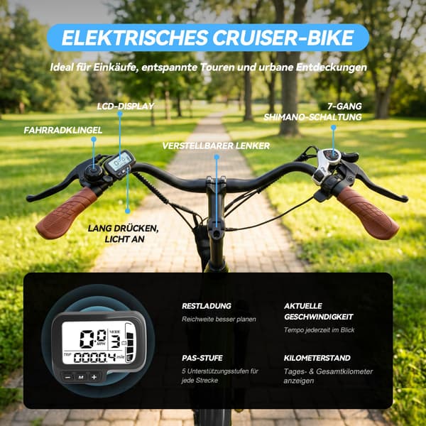 Elcykel Eskute C100 Plus, By & Pendler til Voksne, Avocado Grøn