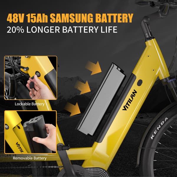 VITILAN L5 Urban Commuter Elcykel - Momentsensor - Gul