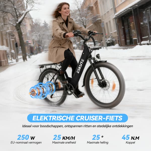 Elcykel til bybrug Eskute C100 Plus, pendler til voksne, sort