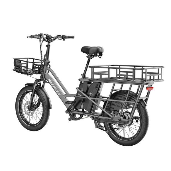 FAFREES FF20 CUV Familjelast-elcykel Dubbla 15Ah-batterier, Longtail Elcykel, Grå