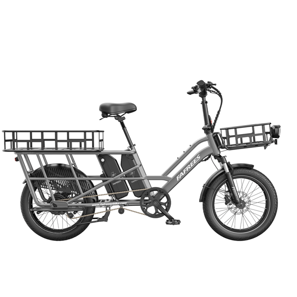 FAFREES FF20 CUV Familjelast-elcykel Dubbla 15Ah-batterier, Longtail Elcykel, Grå