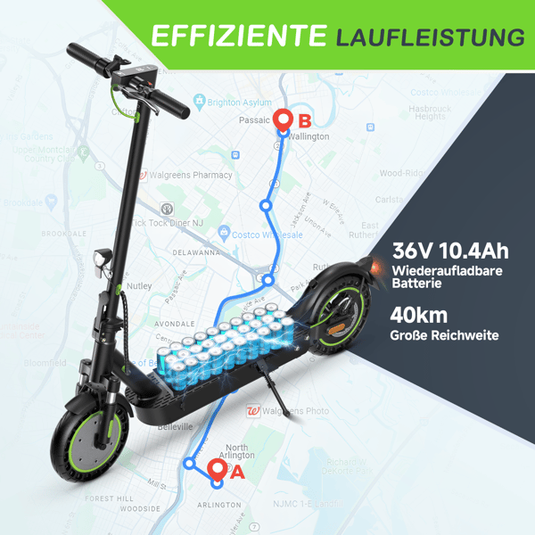 Elscooter för vuxna iSinwheel S9MAX, 10" solida däck, fällbar, svart
