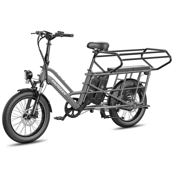 FAFREES FF20 CUV Familjelast-elcykel Dubbla 15Ah-batterier, Longtail Elcykel, Grå