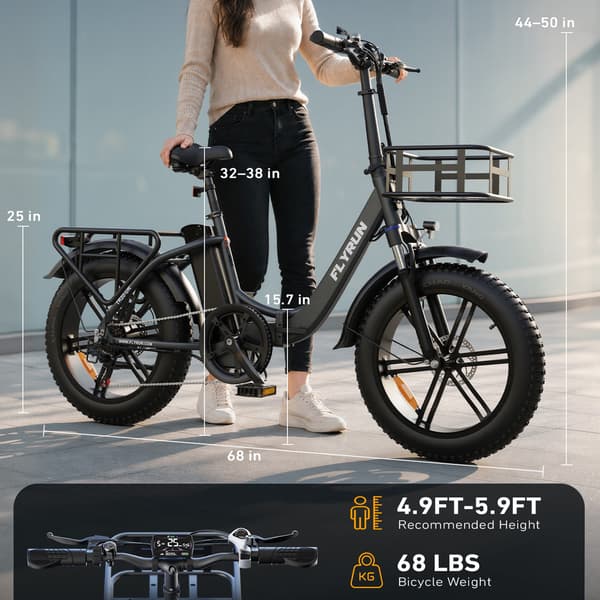 Kompakt foldbar elcykel FLYRUN F2014, 624Wh, 20×3\", Grå
