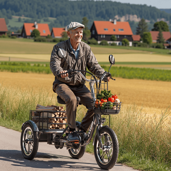Eltrehjuling Cysum T1 Pro, 16", fram- och bakkorg, grå